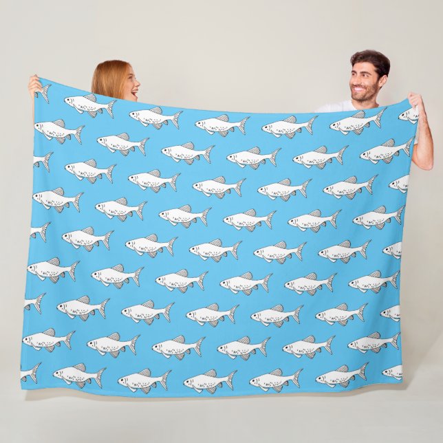 Couverture Polaire Poisson Motif de Minnow bleu (En situation)