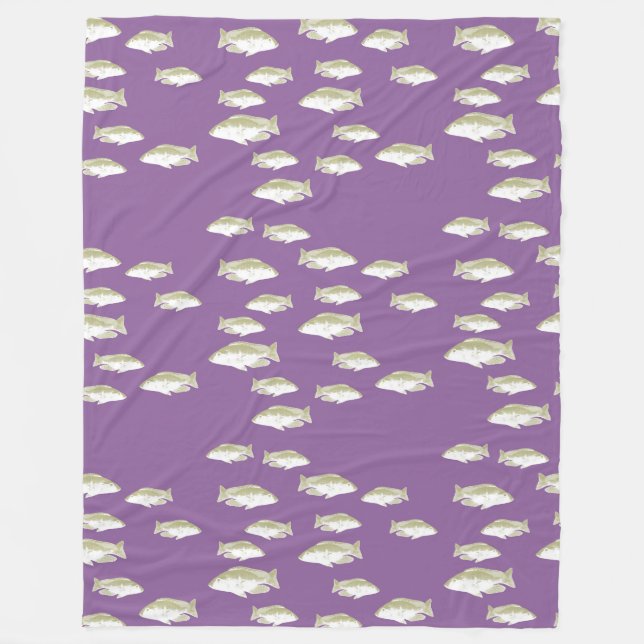 Couverture Polaire Poisson sur violet (Devant)