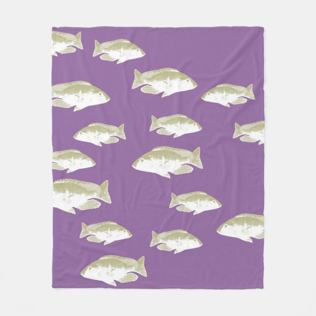 Couverture Polaire Poisson sur violet (Devant)