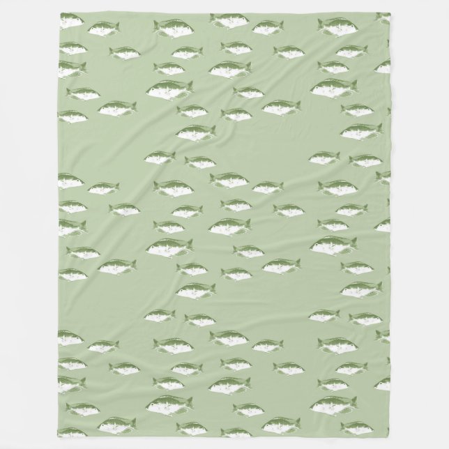 Couverture Polaire Poisson vert olive (Devant)