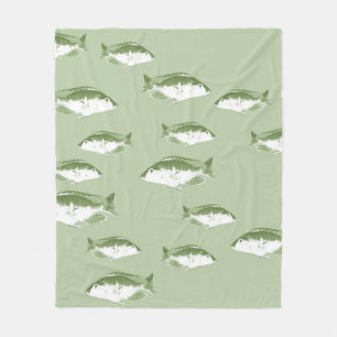 Couverture Polaire Poisson vert olive