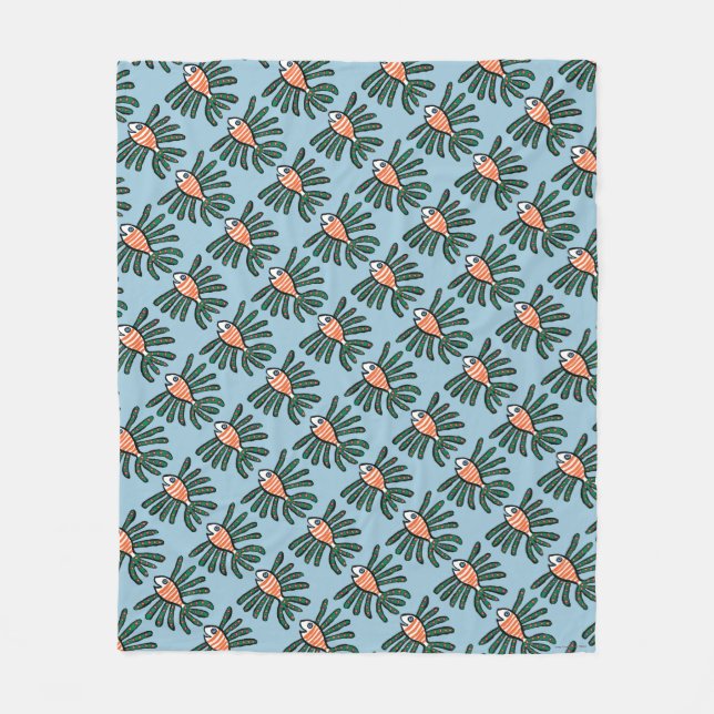 Couverture Polaire Poissons jumeaux verts et oranges d'aileron (Devant)