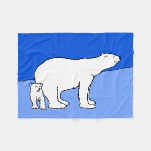 Couverture Polaire Polar Bear Mom and Cub Peinture - Wildlife Art