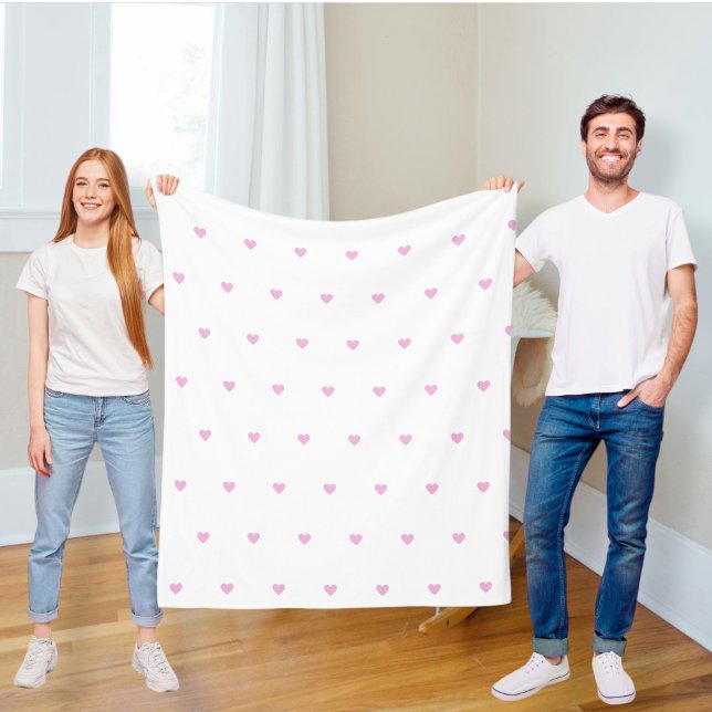 Couverture Polaire Polar blanket with pink hearts,  modern blanket  (Créateur téléchargé)