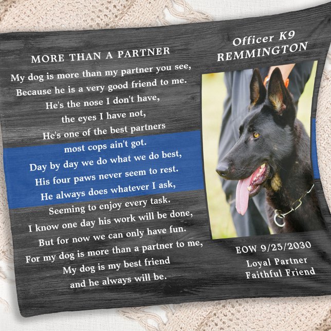 Couverture Polaire Police Dog Memorial FallOfficer Police K9 Photo (Créateur téléchargé)