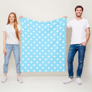 Couverture Polaire Polka blanche croise sur bleu bébé