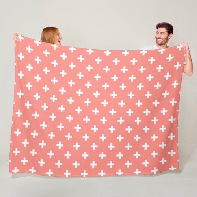 Couverture Polaire Polka blanche croise sur la pêche (En situation)
