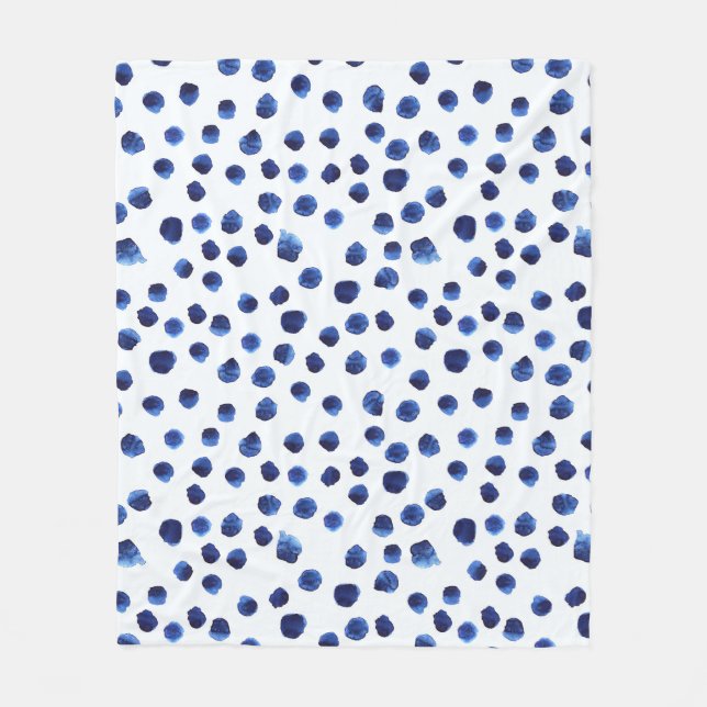 Couverture Polaire Polka Bleue : Aquarelle Point sans joint. (Devant)