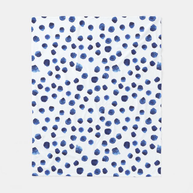 Couverture Polaire Polka Bleue : Aquarelle Point sans joint. (Devant)