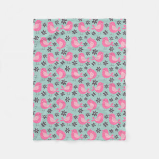 Couverture Polaire Polka Dot Birds and Flowers