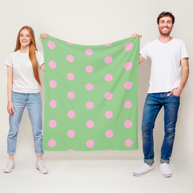 Couverture Polaire Polka Dot Lance Blanket (Sage Green & Pastel Pink) (En situation)