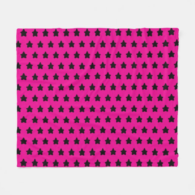Couverture Polaire Polka dot stars - noir & rose (Devant (Horizontal))