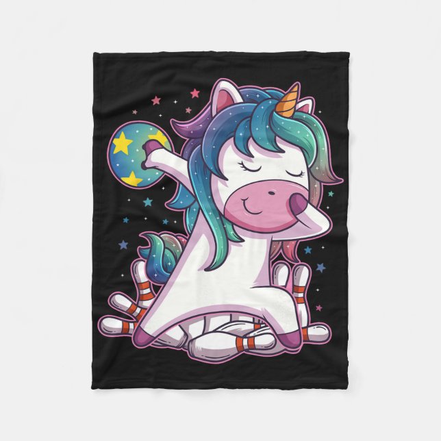 Couverture Polaire Polka Dot Unicorn Bowling Anniversaire Fête Pour F (Devant)