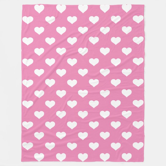 Couverture Polaire Polka Hearts Pink Fleece Blanket (Devant)
