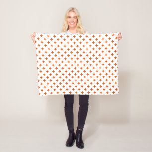 Couverture Polaire Polka orange croise sur blanc