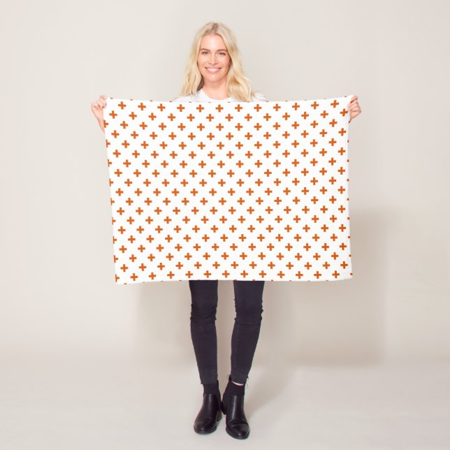 Couverture Polaire Polka orange croise sur blanc (En situation)