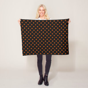 Couverture Polaire Polka orange croise sur noir