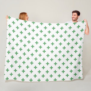 Couverture Polaire Polka verte croise sur blanc