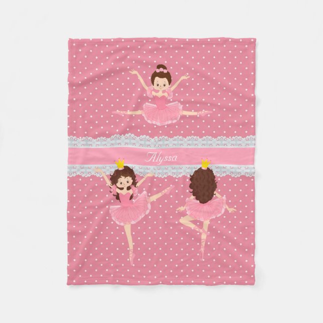 Couverture Polaire Polkadot dentelle rose Ballerina Motif Enfants (Devant)