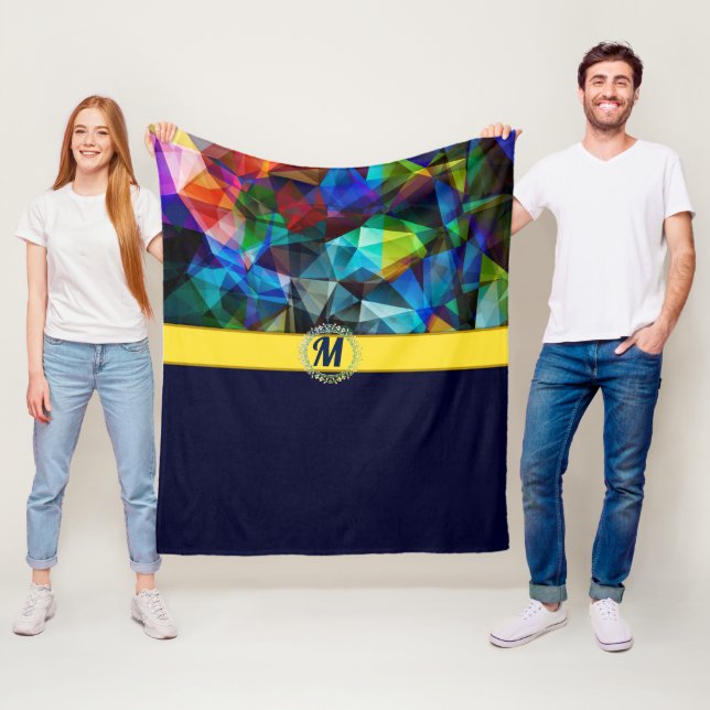 Couverture Polaire Polygone moderne Abstrait polygone triangles foncé (En situation)