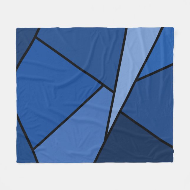 Couverture Polaire Polygones bleus abstraits (Devant (Horizontal))