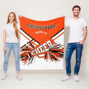 Couverture Polaire Pom-pom girl 📣 orange, noir et blanc