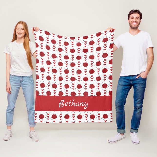 Couverture Polaire Pom-pom girl rouge Pom Poms & Coeurs Motif (En situation)