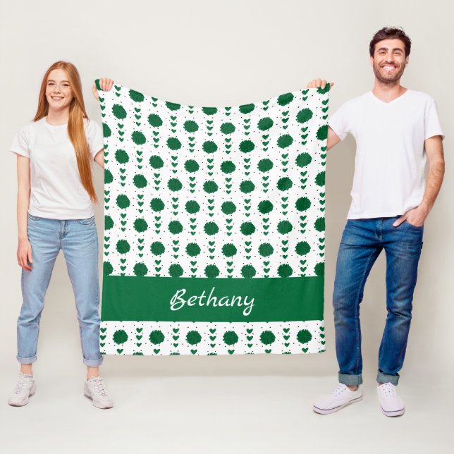 Couverture Polaire Pom-pom girl vert Pom Poms & Coeurs Motif (En situation)