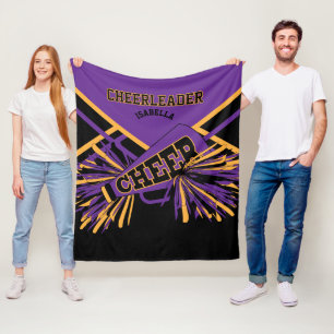 Couverture Polaire Pom-Pom Girl - Violet, Or et Noir