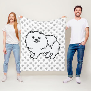 Couverture Polaire Pomeranian Blanc Chien de Dessin Animé Mignon & Pa