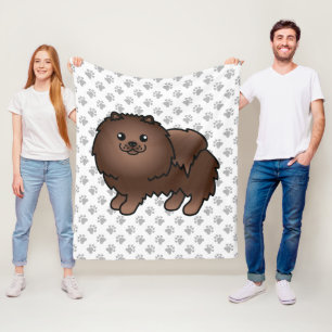 Couverture Polaire Pomeranian Brun Mignon Chien de Dessin Animé & Pat