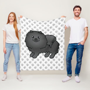 Couverture Polaire Pomeranian noir Chien de dessin animé mignon & Pat