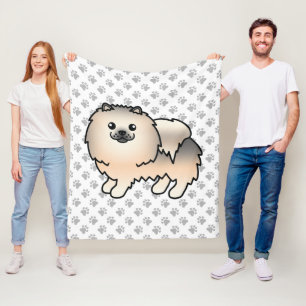 Couverture Polaire Pomeranian Sable Crème Chien de Dessin Animé Migno