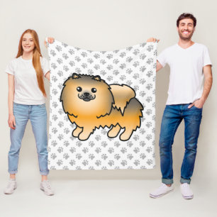 Couverture Polaire Pomeranian Sable Orange Chien de Dessin Animé Mign