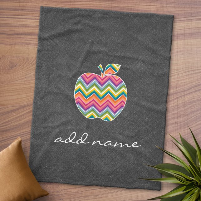 Couverture Polaire Pomme enseignant personnalisée avec Motif Chevron  (Personalized Fleece Blanket)