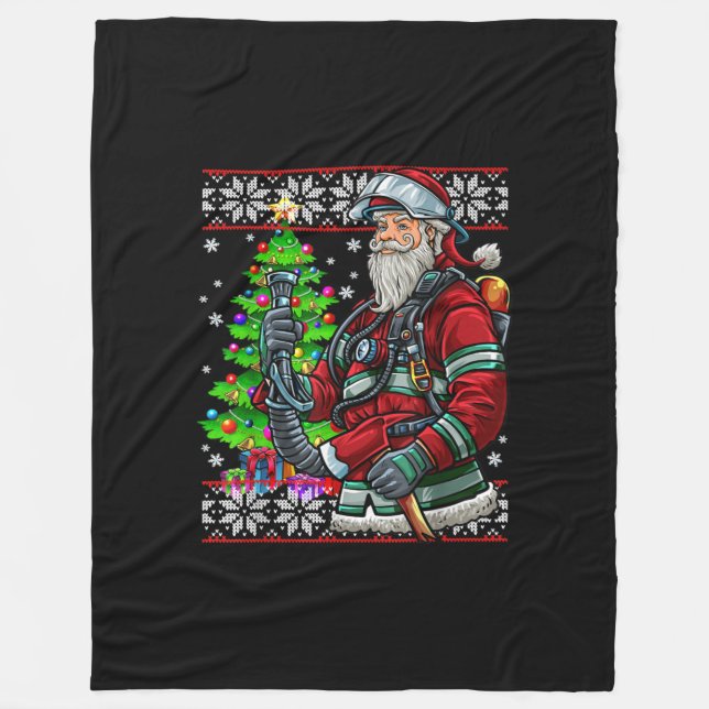 Couverture Polaire Pompier Père Noël Feu Costume Feu Vilain (Devant)