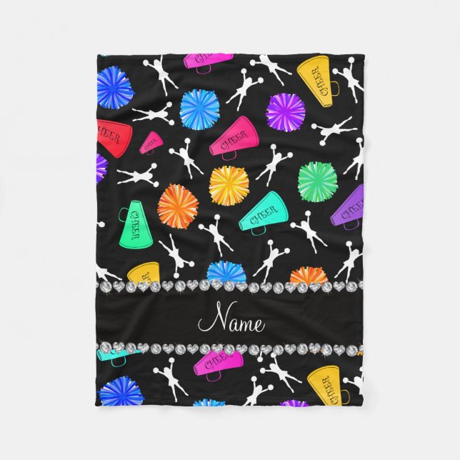 Couverture Polaire Pompons cheerleading noirs nommés faits sur (Devant)