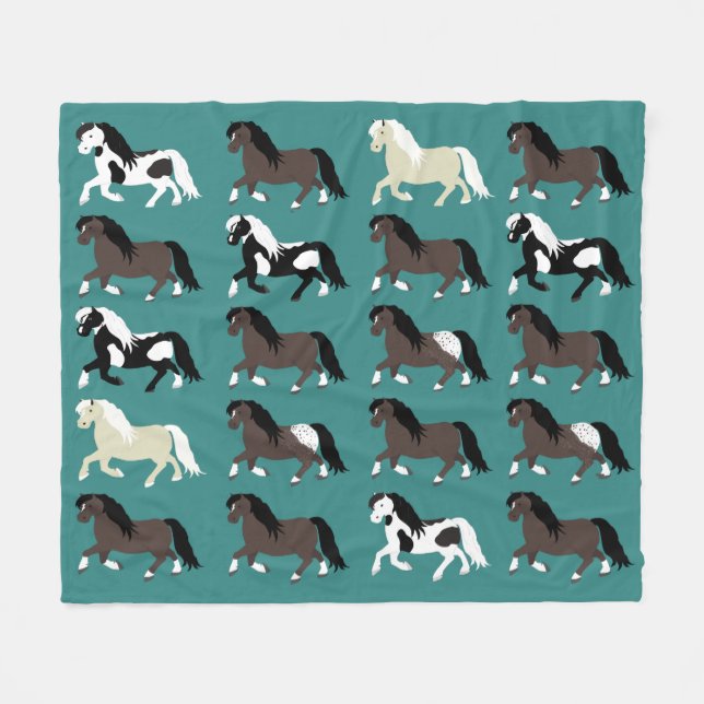 Couverture Polaire Ponies Blanche (Devant (Horizontal))