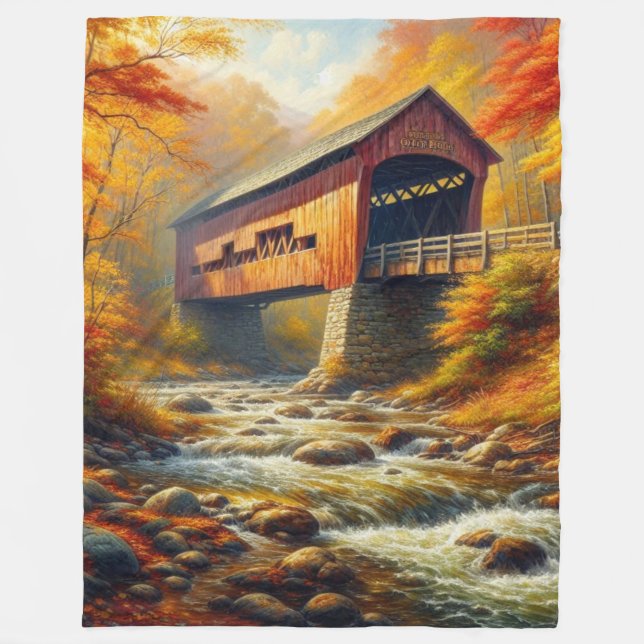 Couverture Polaire pont couvert d'automne classique (Devant)