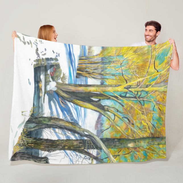 Couverture Polaire Pont en hiver Peinture aquarelle (En situation)