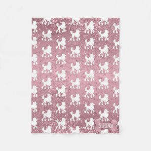 Couverture Polaire Poodé sur Parties scintillant rose