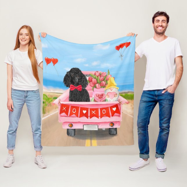 Couverture Polaire Poodle Chien Valentine's Day Truck (En situation)