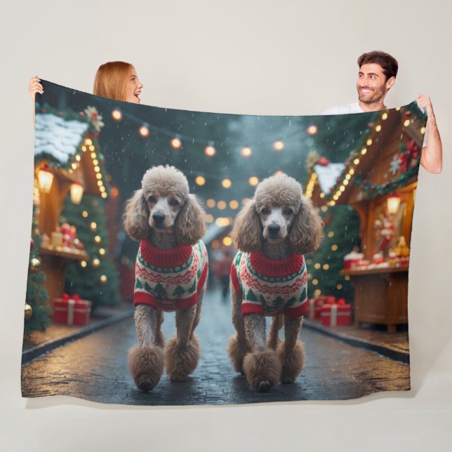 Couverture Polaire Poodle Dogs Christmas Snow Holiday  (En situation)