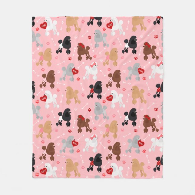 Couverture Polaire Poodle Valentine Pattern (Devant)