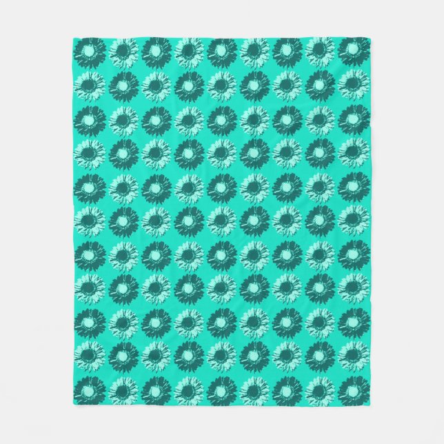Couverture Polaire Pop Art Daisies - Turquoise, Aqua et Turquoise (Devant)