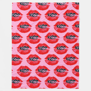 Couverture Polaire Pop Art Kiss Lips Répéter