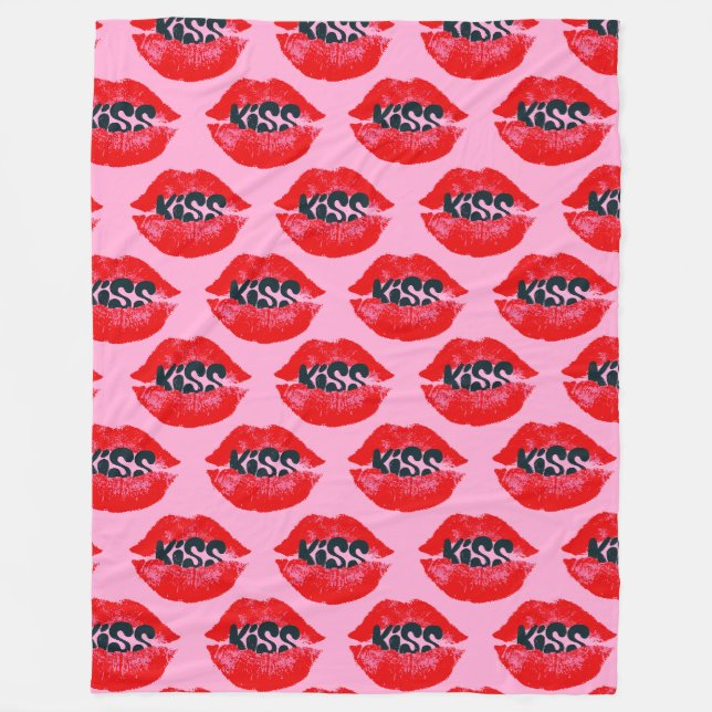 Couverture Polaire Pop Art Kiss Lips Répéter (Devant)