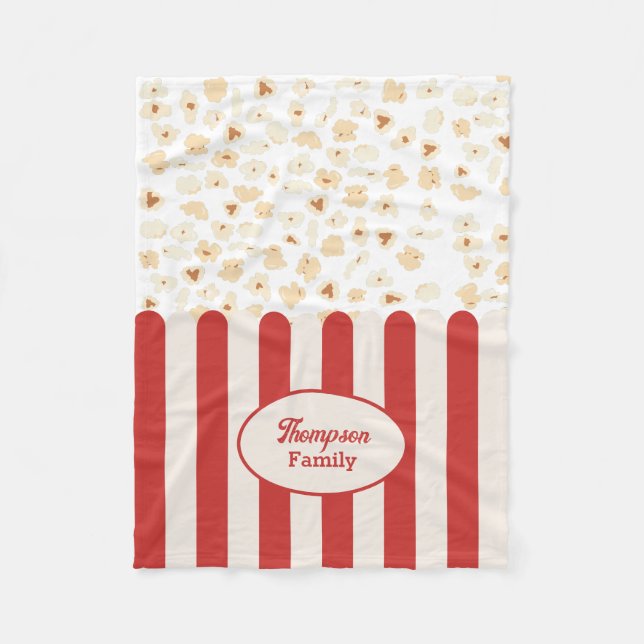 Couverture Polaire Popcorn Retro Cinéma Monogramme (Devant)