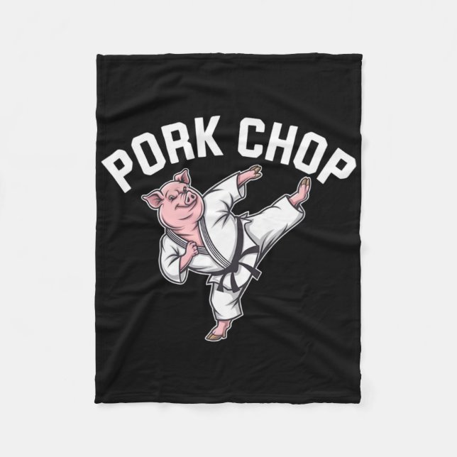 Couverture Polaire Pork Chop - Funny Pig Karate Pun  (Devant)