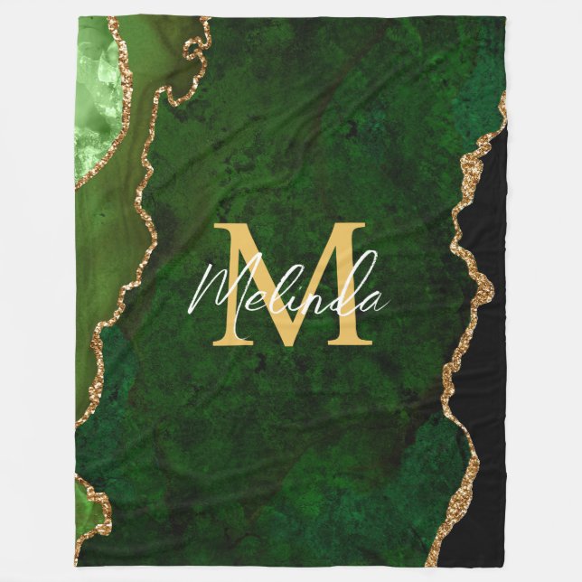 Couverture Polaire Porte en marbre vert et or (Devant)